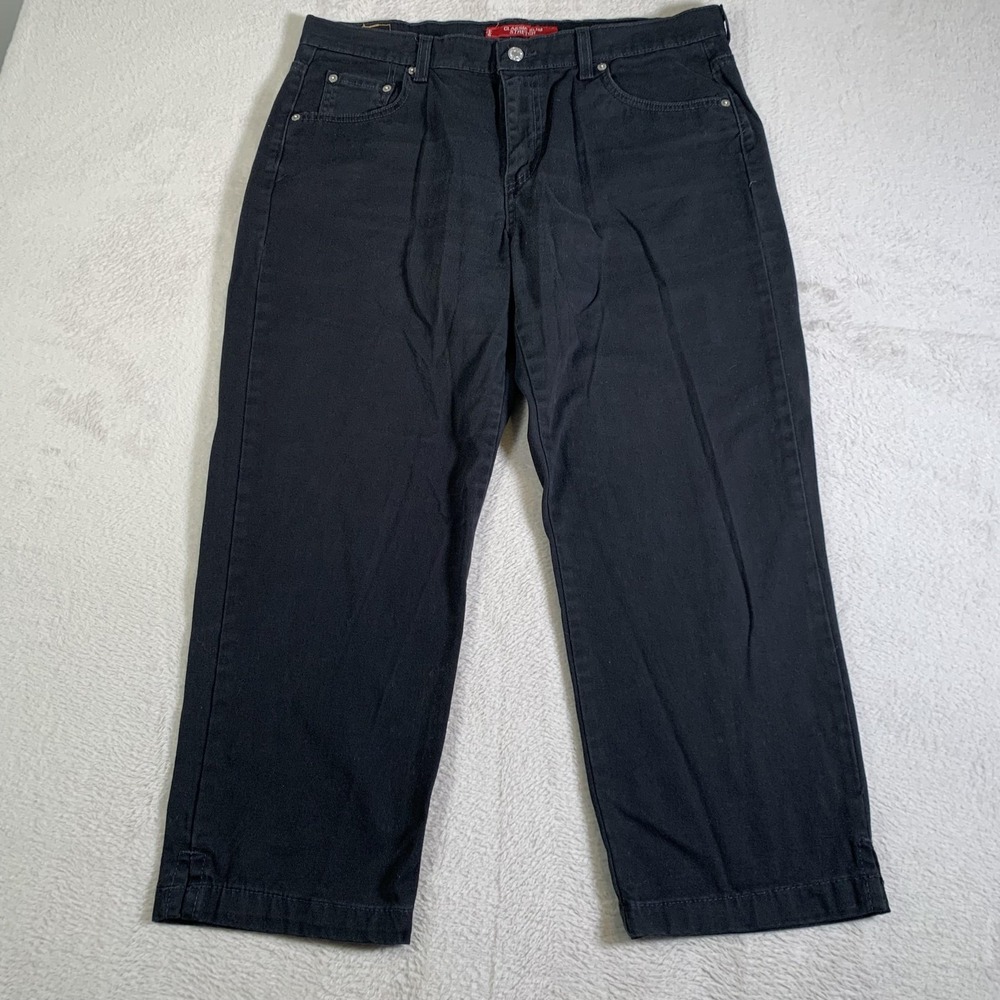 Levis Jeans Womens 16 Black Classic Slim Stretch Straight Leg‎ Denim Pants 36x25